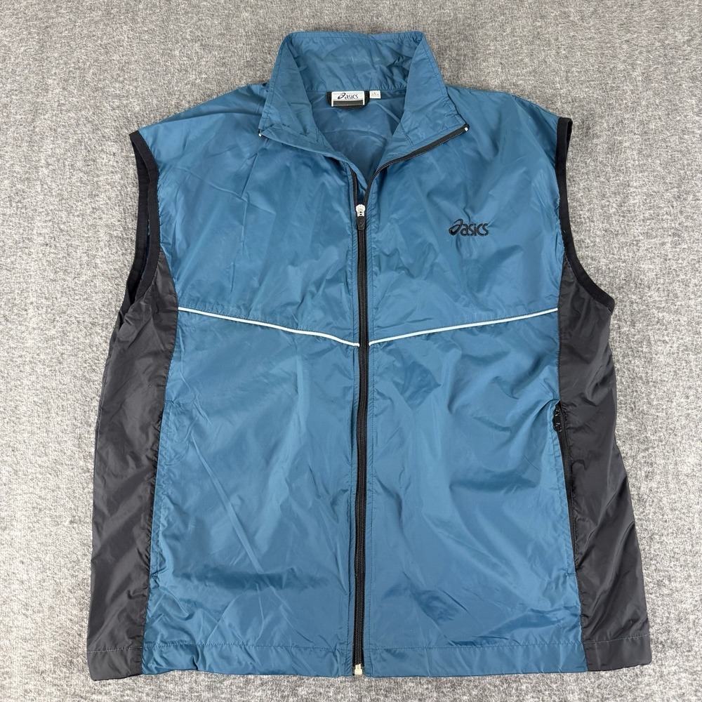 ASICS Teal Black Lightweight Running Vest Full Zip Mesh Back Men's L